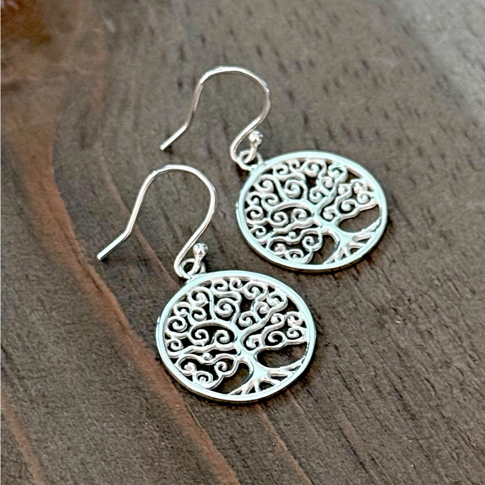 925 Sterling Silver Tree of Life Dangle Earrings! NEW!